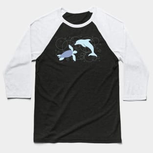 Sea Turtle and Dolphin Baseball T-Shirt